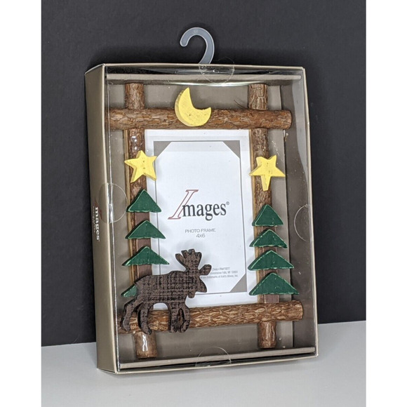 Photo Frame Woods Moose Trees Tabletop Holds 4x6 Photo Images NEW - Picture 1 of 2